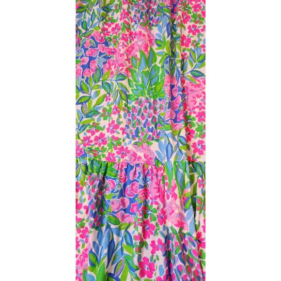 LILLY PULITZER Juliet Ruffle‎ Midi Dress Sz M Cherry On Top Multi Floral Stretch - Picture 8 of 11